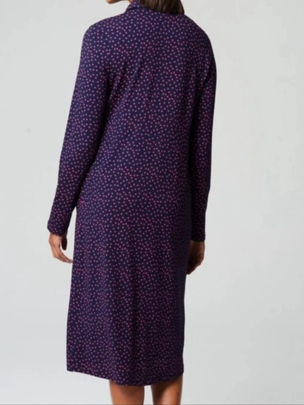 J. Jill Wearever Collection Polka Dot Viscose Midi Shirt Dress Size XS NEW - Picture 7 of 8